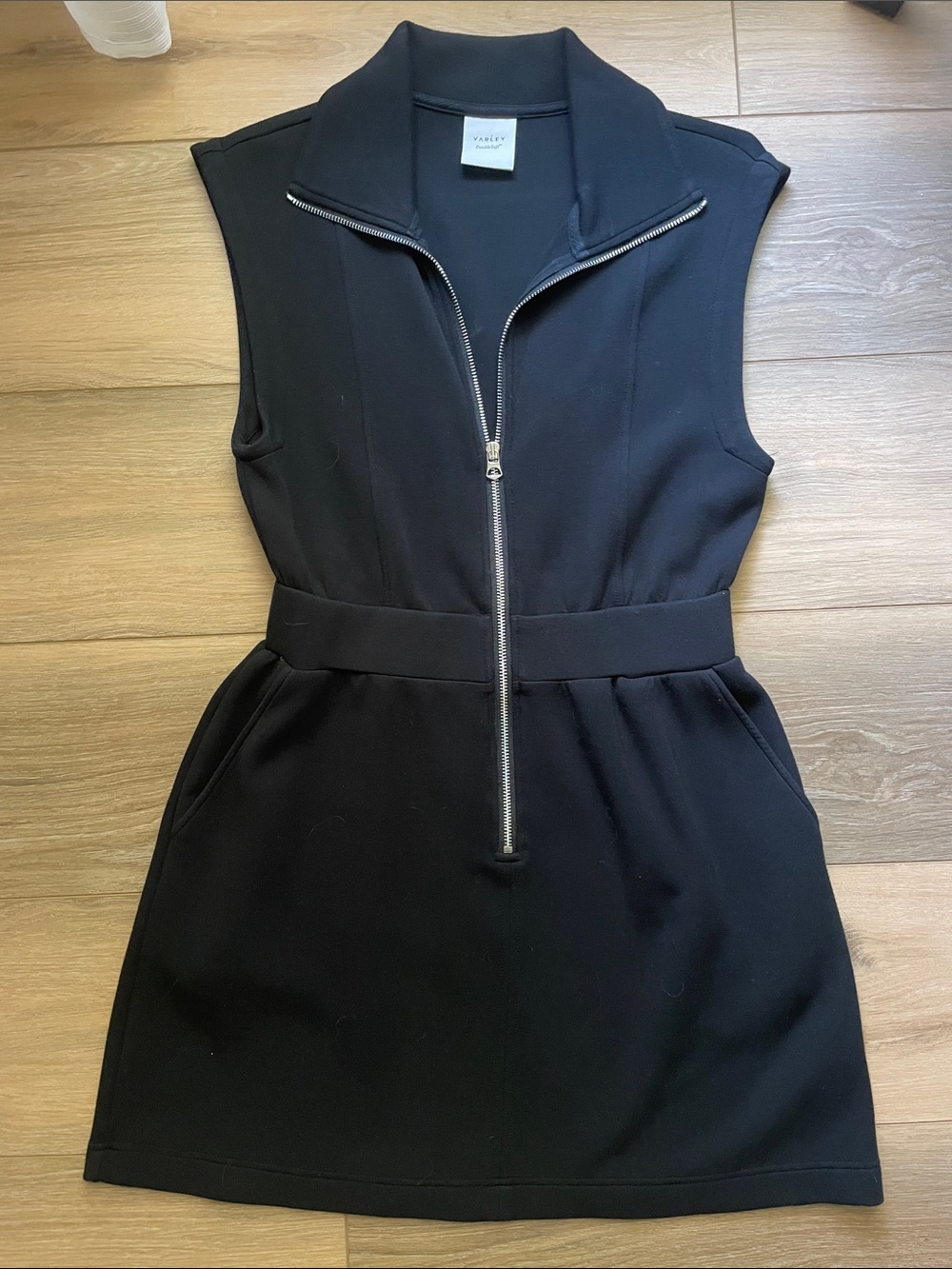 NWOT Varley Black Sleeveless Zip-Front Mini Dress